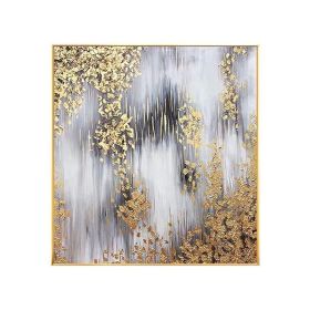 Hand Painted Abstract Oil Painting Smooth Sailing Home Decor Handmade Paintings Modern Gold Leaf Luxury Picture High Quality (size: 150x150cm)