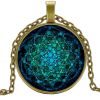 Fashion Glass Dome Sacred Geometry Female Jewelry Life Flower New Necklace Om Yoga Chakra Pendant Mandala Necklace