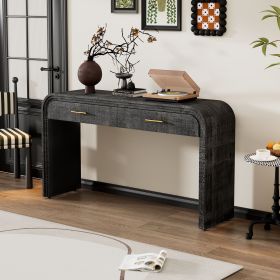 Unique Retro Silhouette Console Table with Open Style,Two Top Drawers for Entrance,Dinning Room,Living Room (Material: MDF, Color: Antique Black)