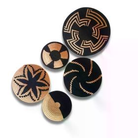 Bohemian decor accents Handwoven Wall Decor Set Black & Natural Artistic Designs (Set: 1 Set B2C)