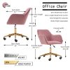 Modern Velvet Adjustable Height 360 Revolving Home Office Chair With Gold Metal Legs And Universal Wheel For Indoor