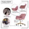 Modern Velvet Adjustable Height 360 Revolving Home Office Chair With Gold Metal Legs And Universal Wheel For Indoor