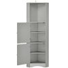 Tall Bathroom Corner Cabinet; Freestanding Storage Cabinet with Doors and Adjustable Shelves; MDF Board; Gray