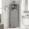 Tall Bathroom Corner Cabinet; Freestanding Storage Cabinet with Doors and Adjustable Shelves; MDF Board; Gray