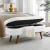 Ottoman Oval Storage Bench,Rubber Wood Legs