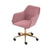 Modern Velvet Adjustable Height 360 Revolving Home Office Chair With Gold Metal Legs And Universal Wheel For Indoor