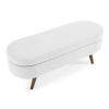 Ottoman Oval Storage Bench,Rubber Wood Legs