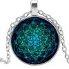 Fashion Glass Dome Sacred Geometry Female Jewelry Life Flower New Necklace Om Yoga Chakra Pendant Mandala Necklace