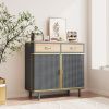 31.5'' Wide 2 Drawer Sideboard, Modern Furniture Decor, Made with Iron + Carbonized Bamboo, Easy Assembly