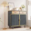 31.5'' Wide 2 Drawer Sideboard, Modern Furniture Decor, Made with Iron + Carbonized Bamboo, Easy Assembly